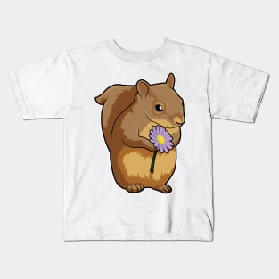 Squirrel with purple Flower Kids T-Shirt